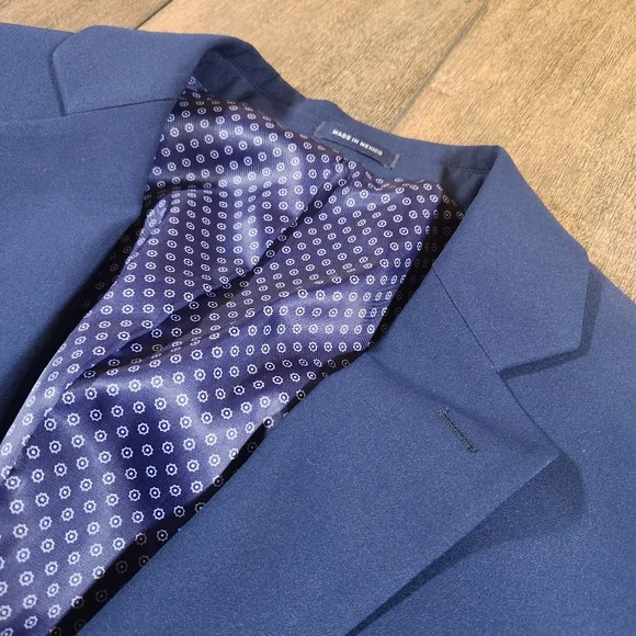 Stafford Performance Travel Blazer Men's 42S Blue Lightweight Stretch Sport Coat - Picture 3 of 9